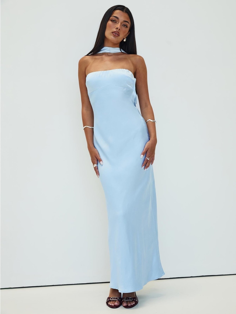 Princess Polly Legacies Strapless Maxi Dress Icy Blue